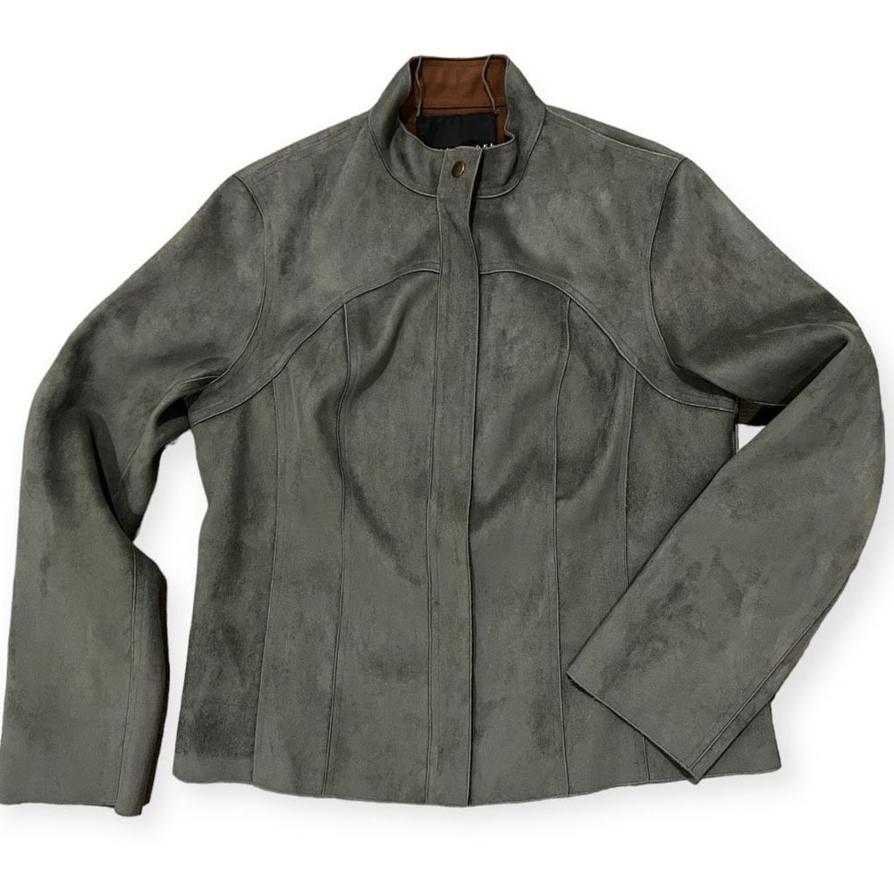 Yansi Fugel Olive Green Reversible Moleskin Moto Jacket Size L